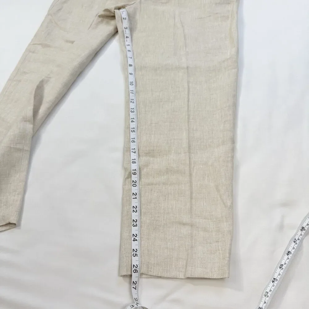 Banana Republic High Rise Slim Ankle Linen Trousers Size 10 Beige Minimalist NWT